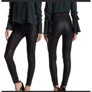 Ooberswank Women's Black Coated High Rise Moto Leggings Size XS NWOT